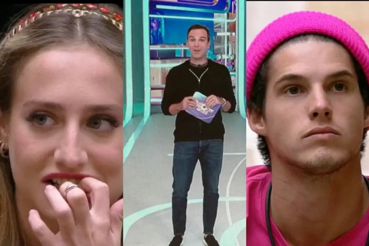 Imagem do apresentador Tadeu e os participantes do BBB23.