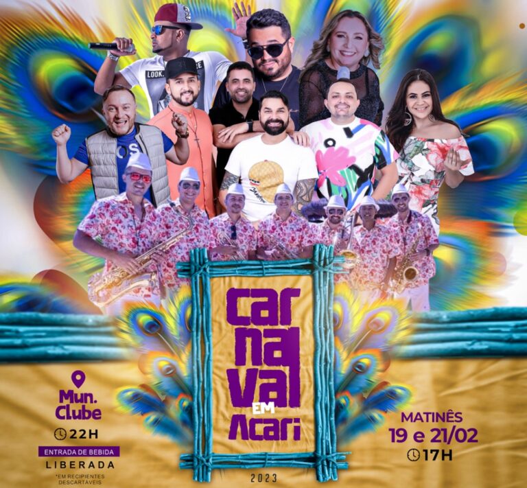 Imagem de divulgação do carnaval com os músicos e informações do evento.