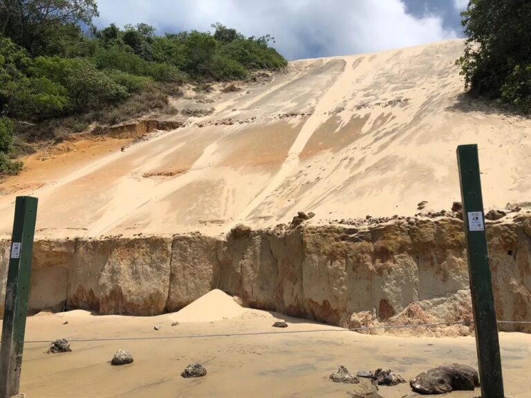 Imagem da erosão preocupante no Morro do Careca.