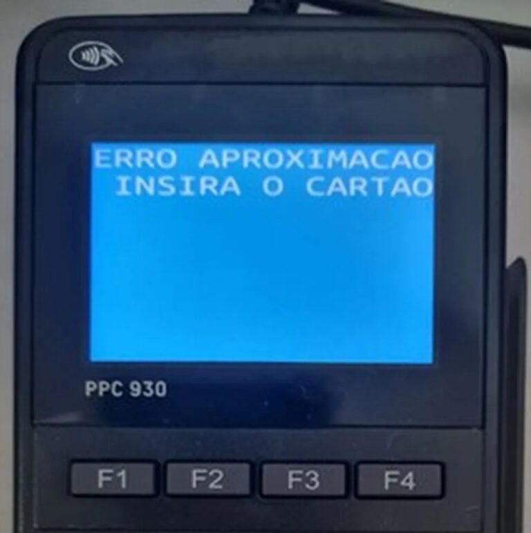 Imagem da tela de máquina de cartão de débito e crédito.