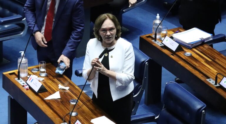 Imagem da senadora Zenaide no plenário do Senado.